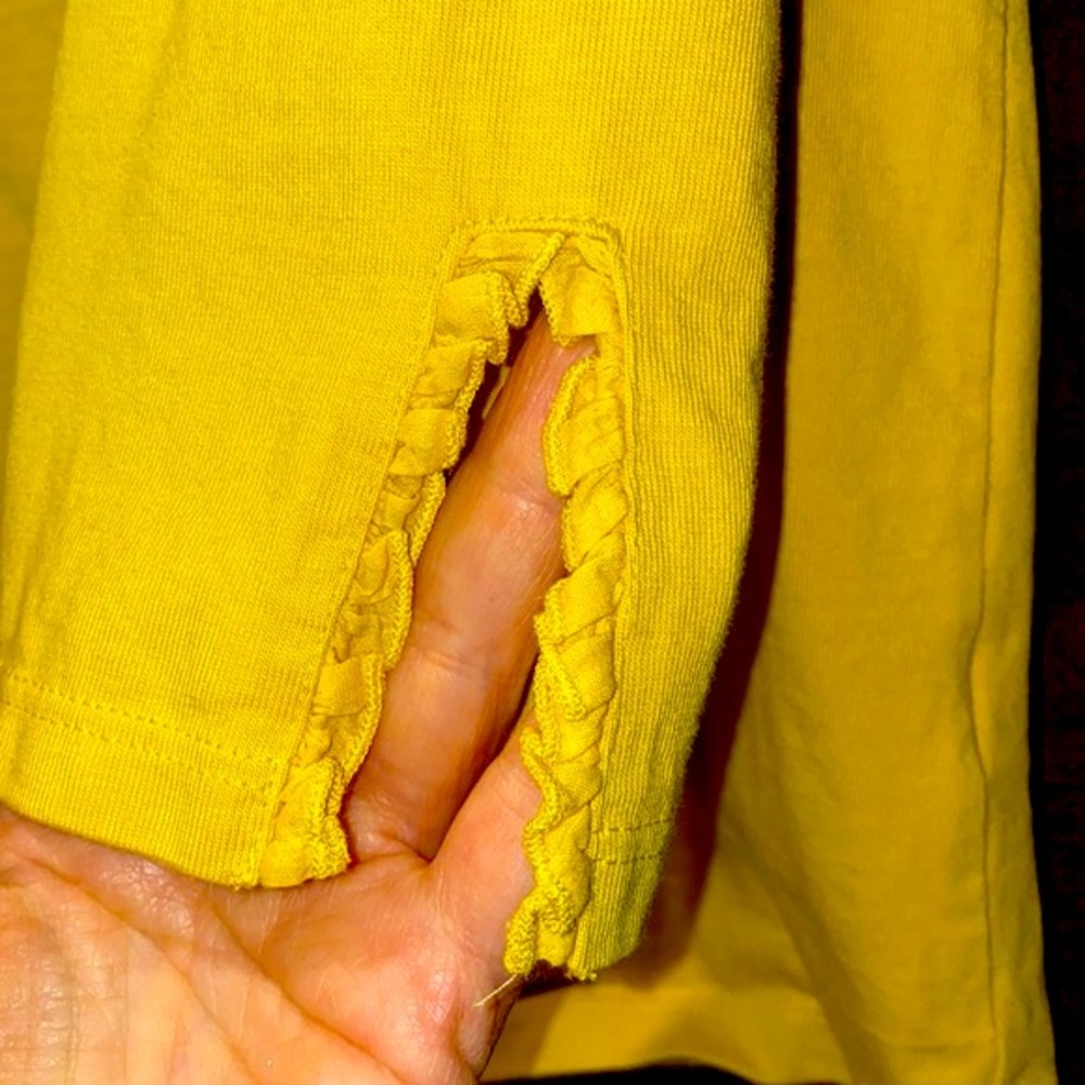 Talbots Chartreuse Split Neck W/ Ruffled Sleeve - image 2